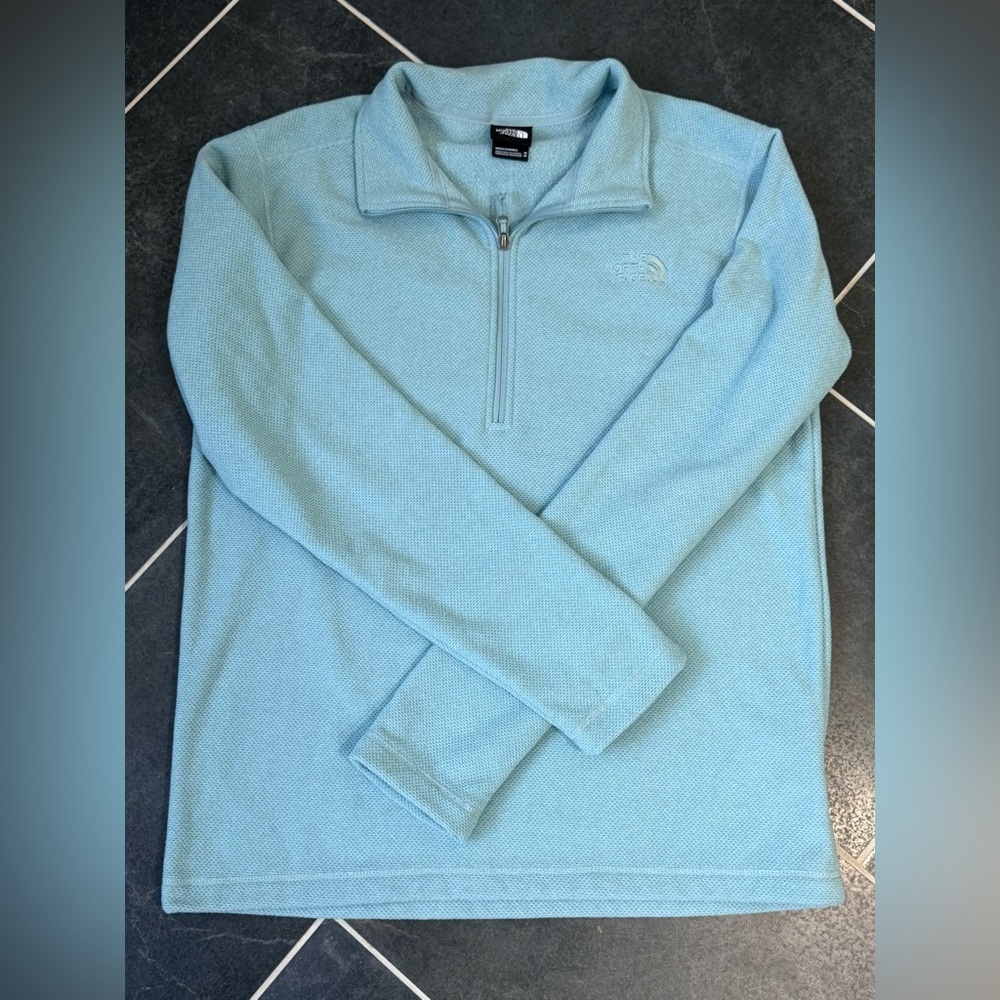The North Face Mens Medium Quarter Zip Pullover Blue Lightweight Fleece - Picture 2 of 5